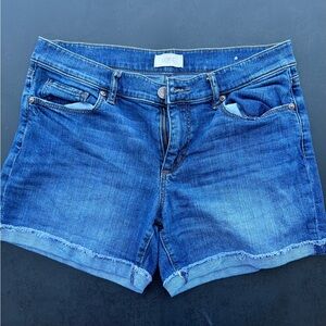 LOFT Blue Jean Shorts with Cuffed Hem and Mid-Length Cut